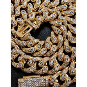 Iced Out Tear Drop Cuban Link Chain